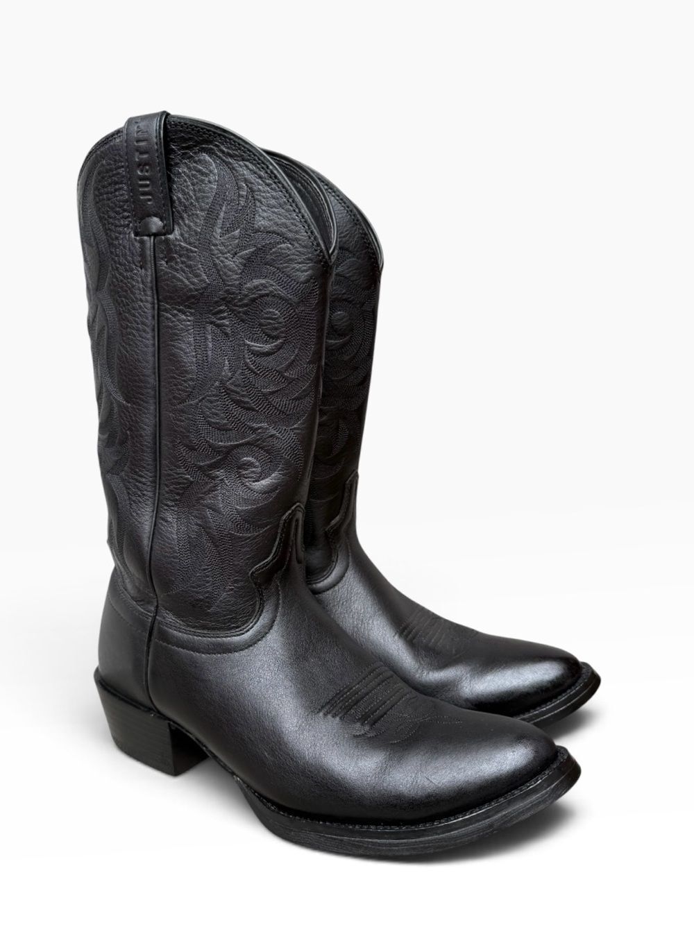 Justin Boots Men's 2553 Black Deercow Leather Western Cowboy Boots Size 9.5